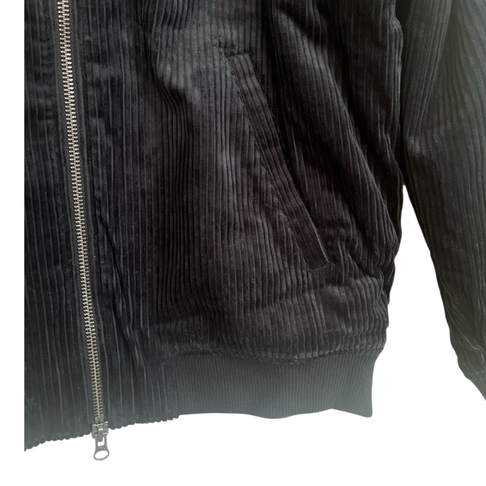 Label NEW Corduroy Bomber Go-To Black Black Jacket, Men’s Sz L - Picture 5 of 7